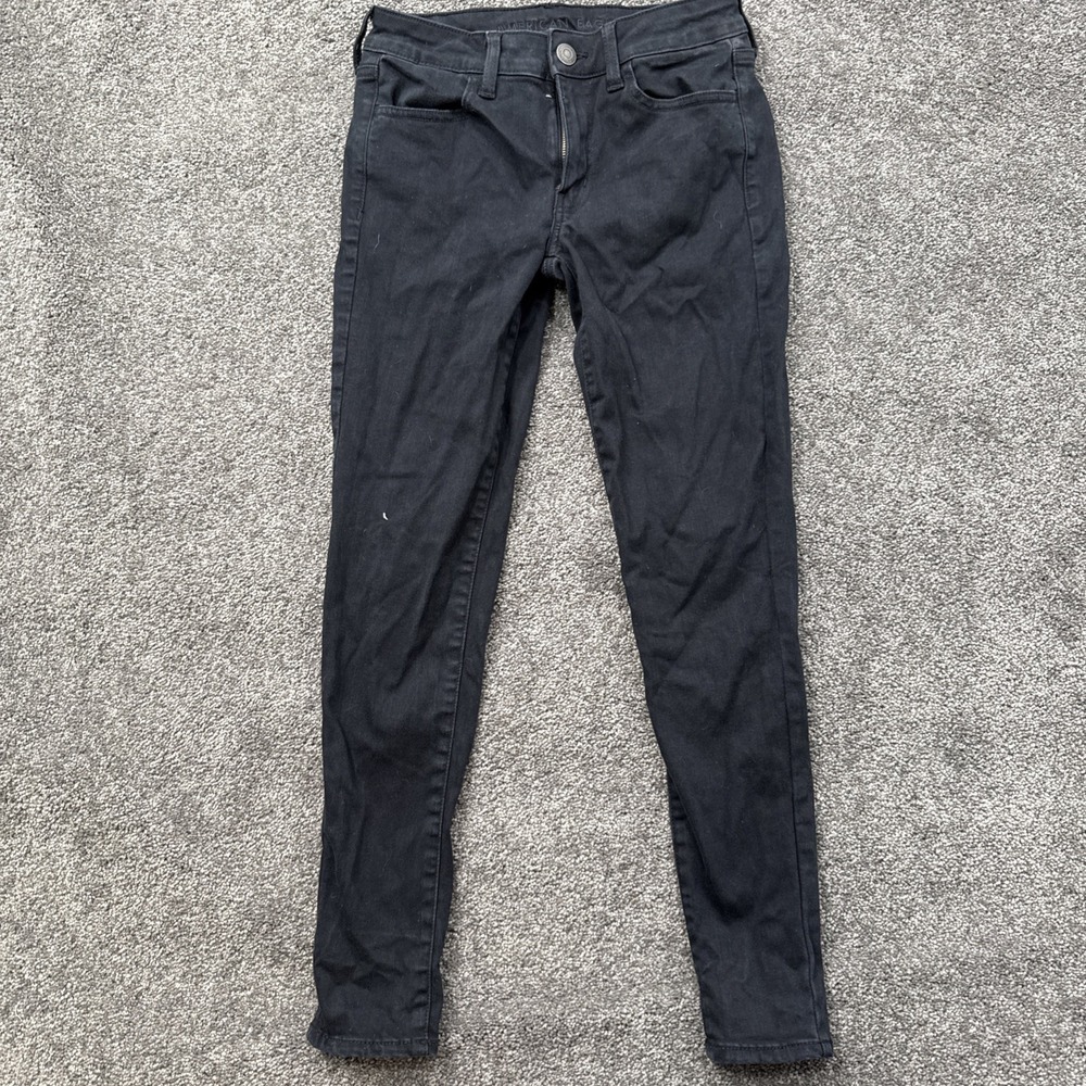 Womens 6 American Eagle Pants Black Jeans Jegging Next Level Stretch Solid